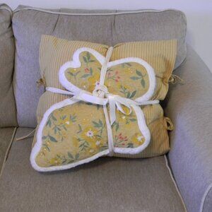 Sheffield Home Set of 2 Decorative Pillows Embroidered Bunny Yellow Floral NWT